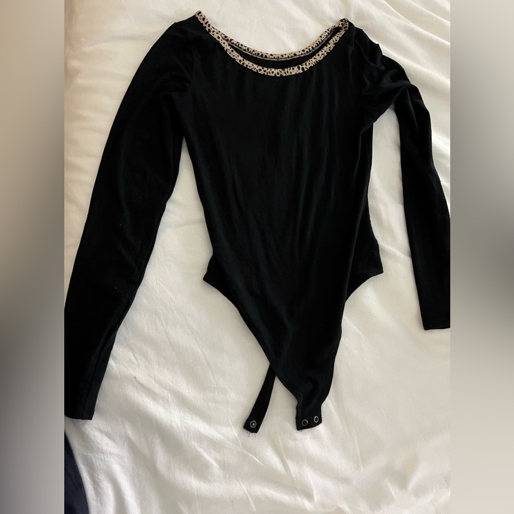 American Eagle Outfitters Leopard collar thong bodysuit